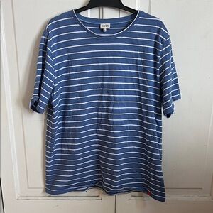 KULE The Modern Blue Stripe Cotton Crewneck T-Shirt Size Small